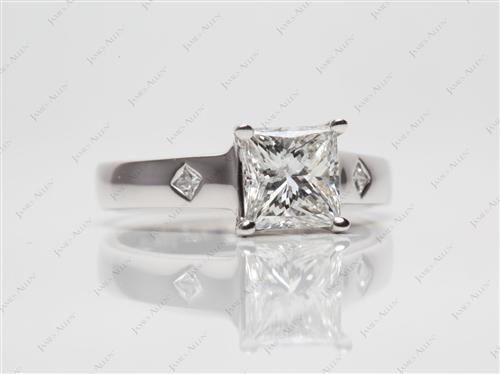 White Gold 1.21 Princess cut Solitaire Ring Mountings