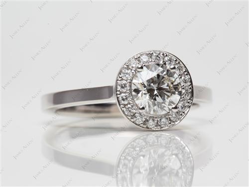 White Gold 0.91 Round cut Engagement Ring Micro Pave