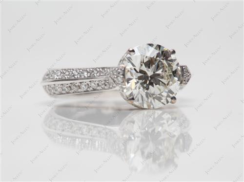 White Gold 1.54 Round cut Micro Pave Diamond Engagement Rings
