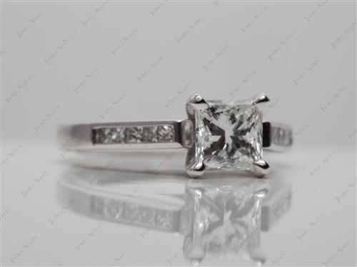 White Gold 0.96 Princess cut Diamond Channel Ring