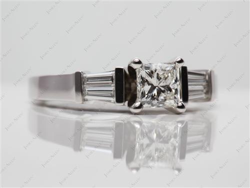 White Gold 0.71 Princess cut Diamond Ring With Side Stones