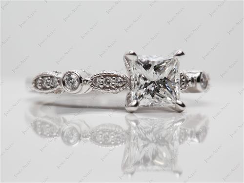 White Gold 1.12 Princess cut Side Stone Engagement Rings