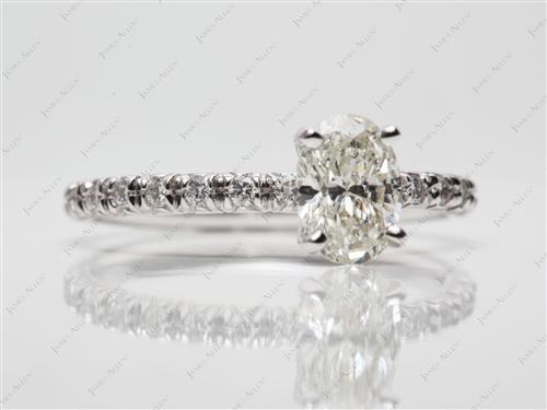 White Gold 1.00 Oval cut Pave Ring
