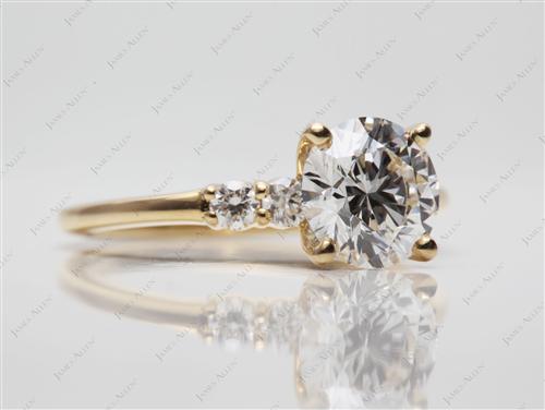 Gold 1.37 Round cut Diamond Ring