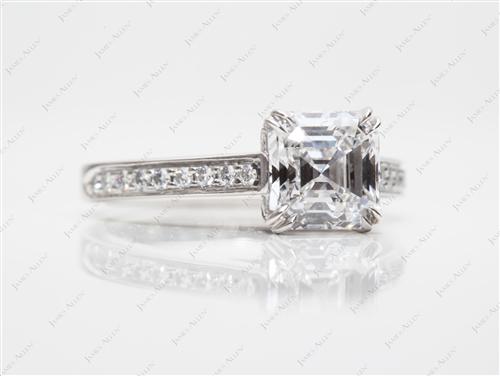 Platinum 1.53 Asscher cut Pave Setting Rings