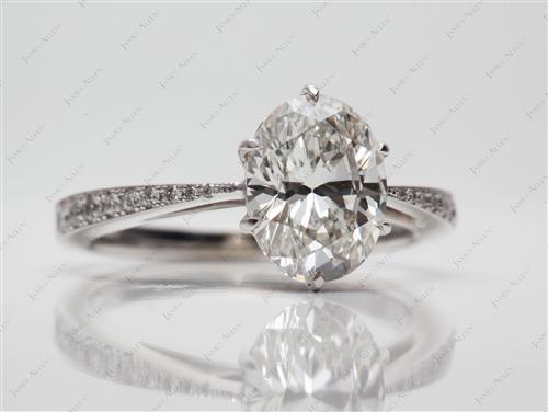 White Gold 2.01 Oval cut Pave Ring Mountings