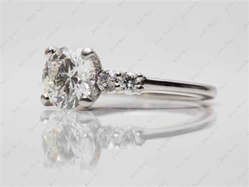 Platinum 1.12 Round cut Side Stone Engagement Ring