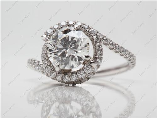 Platinum 1.25 Round cut Micro Pave Diamond Engagement Ring