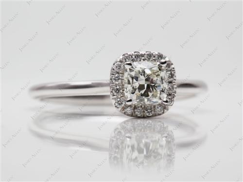 White Gold 0.81 Cushion cut Engagement Rings
