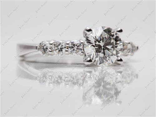 White Gold 1.19 Round cut Sidestone Engagement Ring