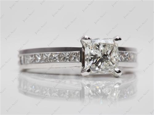 White Gold 1.11 Princess cut Channel Rings