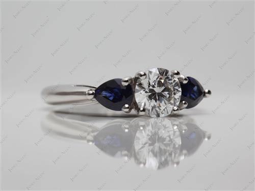 Platinum 0.82 Round cut Emerald Ring