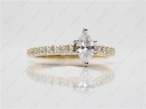 Gold 0.50 Marquise cut Engagement Rings Side Stones