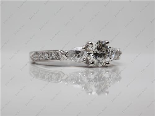 Platinum 0.79 Round cut Diamond Rings With Side Stones