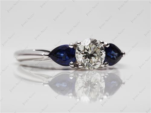 White Gold 0.70 Round cut Antique Emerald Ring