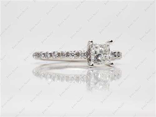 Platinum 0.86 Princess cut Pave Ring Setting