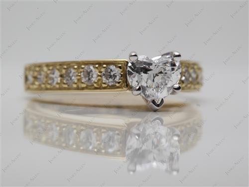 Gold 0.60 Heart shaped Pave Diamond Rings