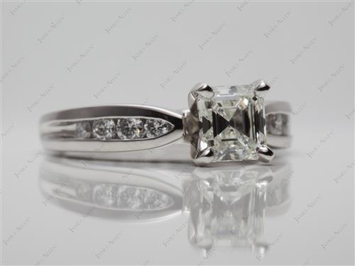 Platinum 1.01 Asscher cut Channel Set Engagement Ring
