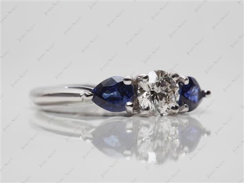 White Gold 0.50 Round cut Gem Stone Rings