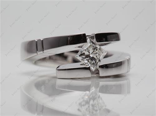 White Gold 0.59 Princess cut Tension Set Engagement Ring