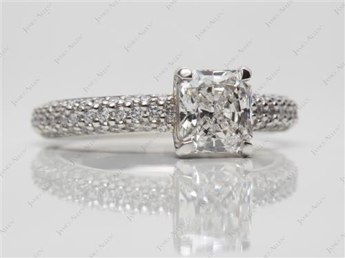 Platinum 1.05 Radiant cut Pave Ring Settings