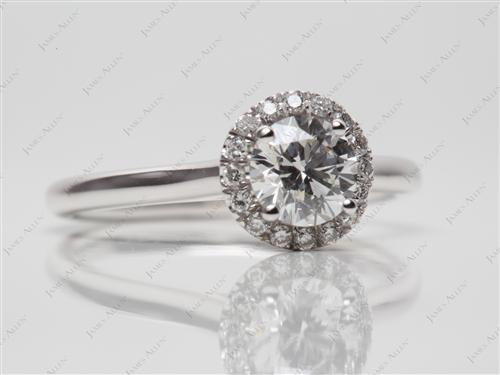 White Gold 0.60 Round cut Engagement Rings Pave