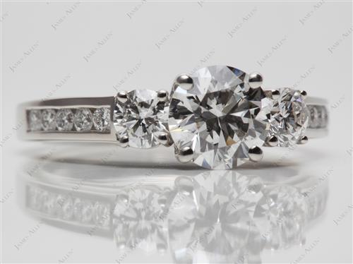 Platinum 1.26 Round cut Three Stones