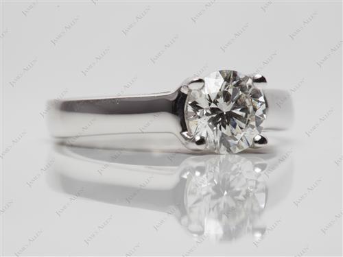 White Gold 0.80 Round cut Round Solitaire Ring