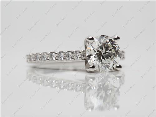 Platinum 1.18 Round cut Engagement Ring Settings With Side Stones