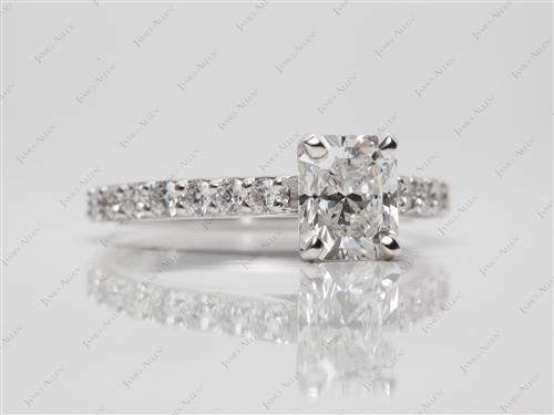 White Gold 1.01 Radiant cut Princess Cut Engagement Rings With Side Stones