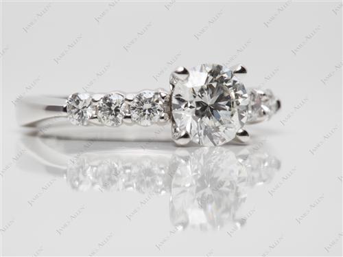 Platinum 1.01 Round cut Engagement Ring Side Stones