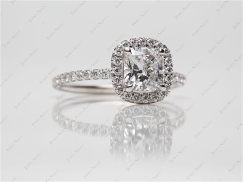 White Gold 1.05 Cushion cut Diamond Pave Ring