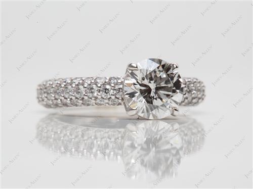 White Gold 1.23 Round cut Diamond Pave Rings