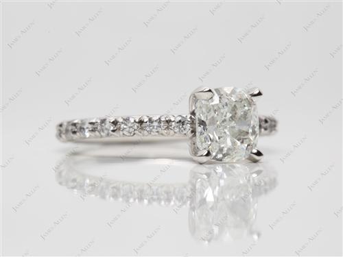 Platinum 1.30 Cushion cut Pave Diamond Engagement Ring