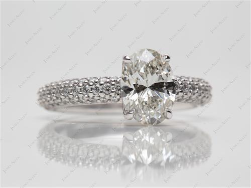 White Gold 1.52 Oval cut Pave Engagement Ring