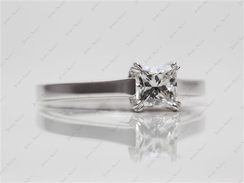 White Gold 0.65 Princess cut Solitaire Ring Setting
