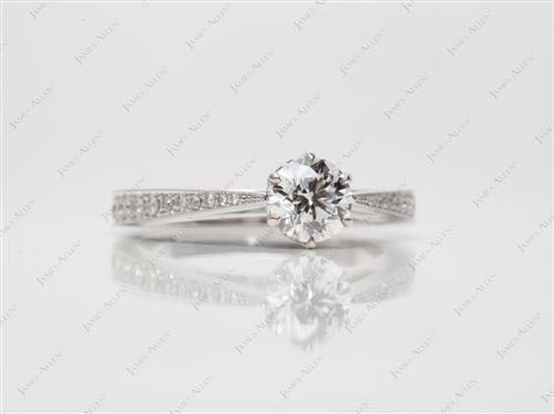 White Gold 0.71 Round cut Pave Engagement Rings