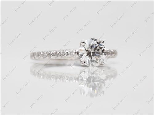 White Gold 0.74 Round cut Diamond Pave Ring