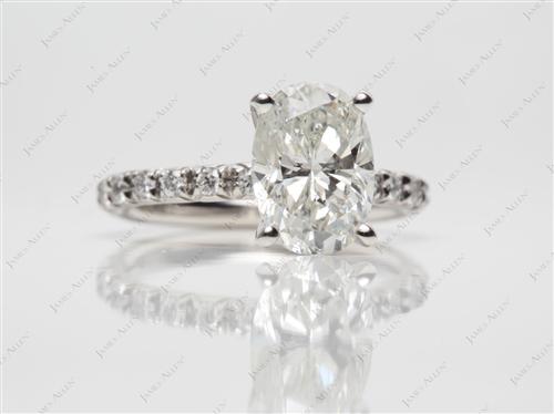 Platinum 2.23 Oval cut Diamond Pave Ring