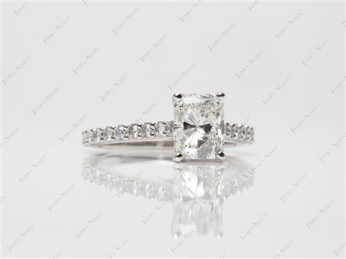 Platinum 1.20 Radiant cut Diamond Rings With Side Stones