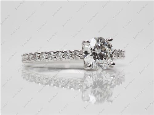 White Gold 0.90 Round cut Princess Cut Engagement Rings With Side Stones