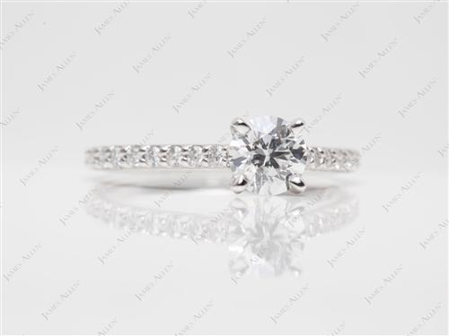 White Gold 0.70 Round cut Diamond Ring With Sidestones