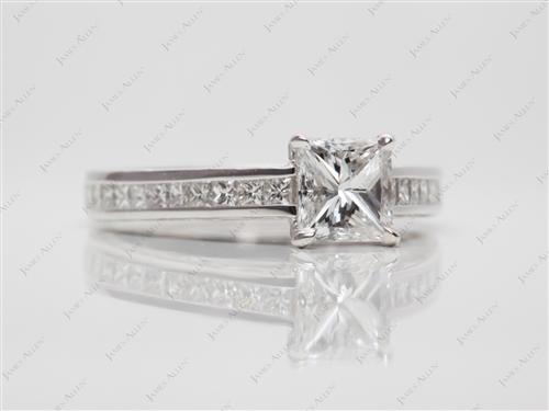White Gold 0.90 Princess cut Channel Set Diamond Ring