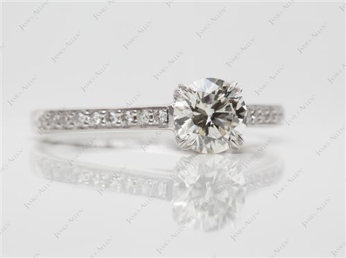White Gold 0.73 Round cut Pave Ring
