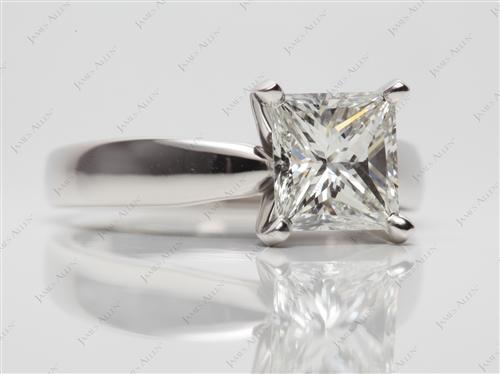 Platinum 1.80 Princess cut Solitaire Ring Setting