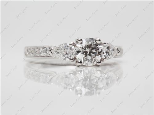 White Gold 0.57 Round cut Three Stones