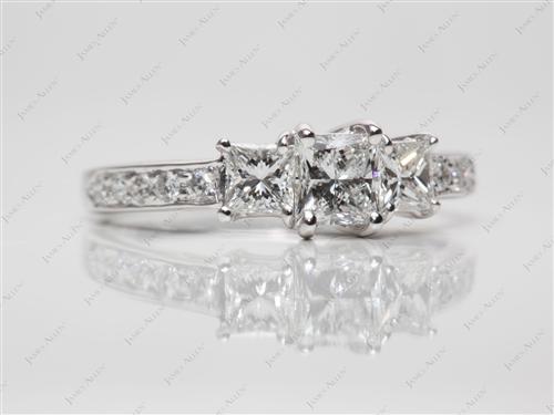 White Gold 0.57 Princess cut Three Stones Diamonds Rings