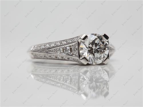 White Gold 0.91 Round cut Engagement Ring