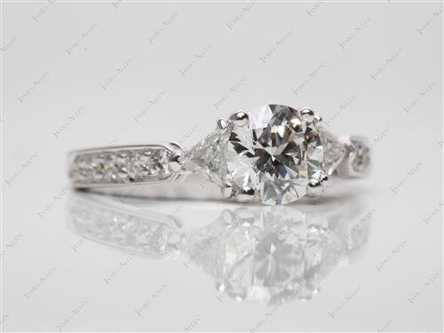 White Gold 0.85 Round cut Three Stones Settings