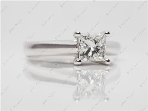 White Gold 0.77 Princess cut Diamond Solitaire Ring Settings